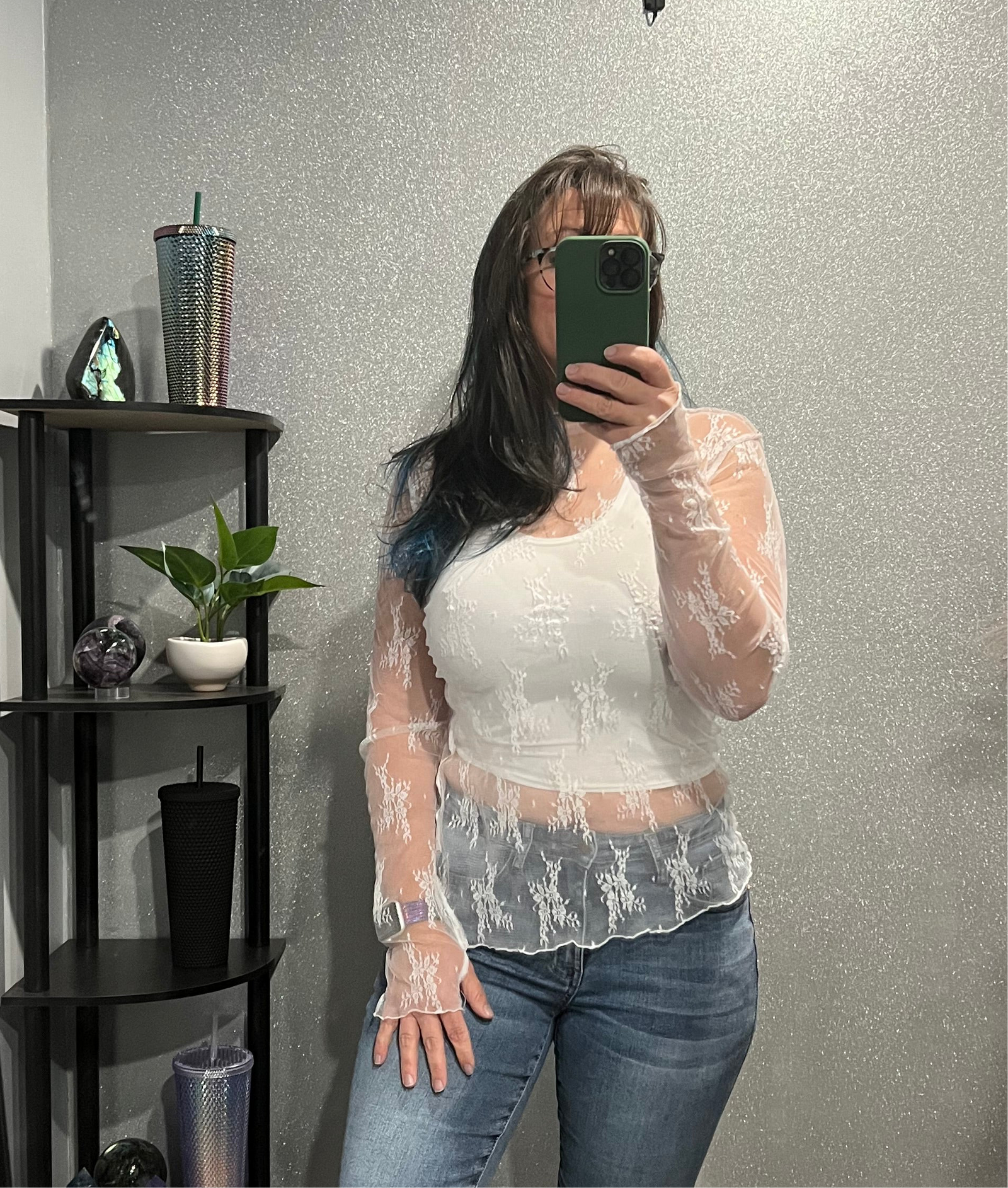 White Lace Mesh Top