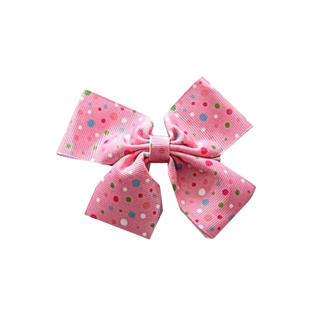 4" pink dot hair bows
