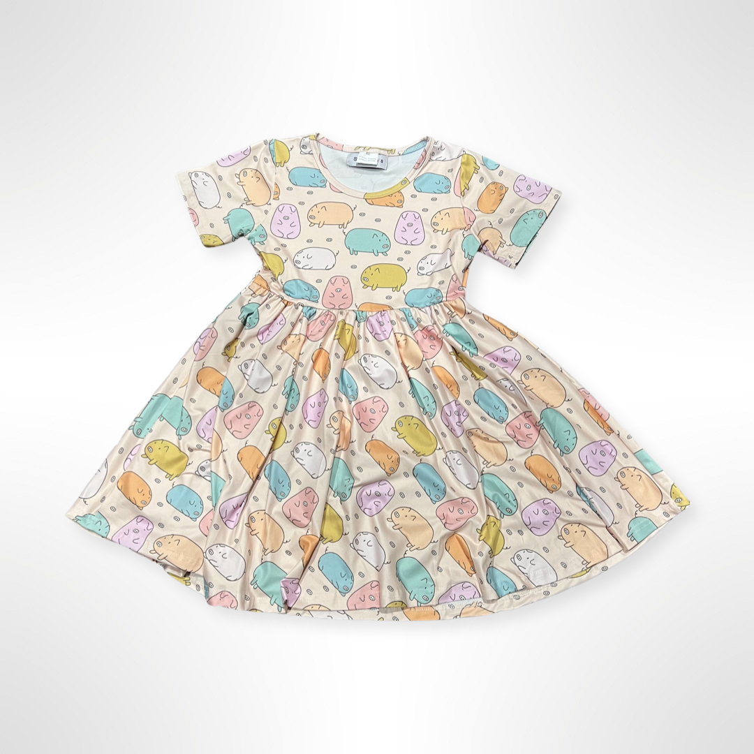 SIZE 14/16 ONLY KIDS - Here Piggy Piggy Pastel Twirly Dress