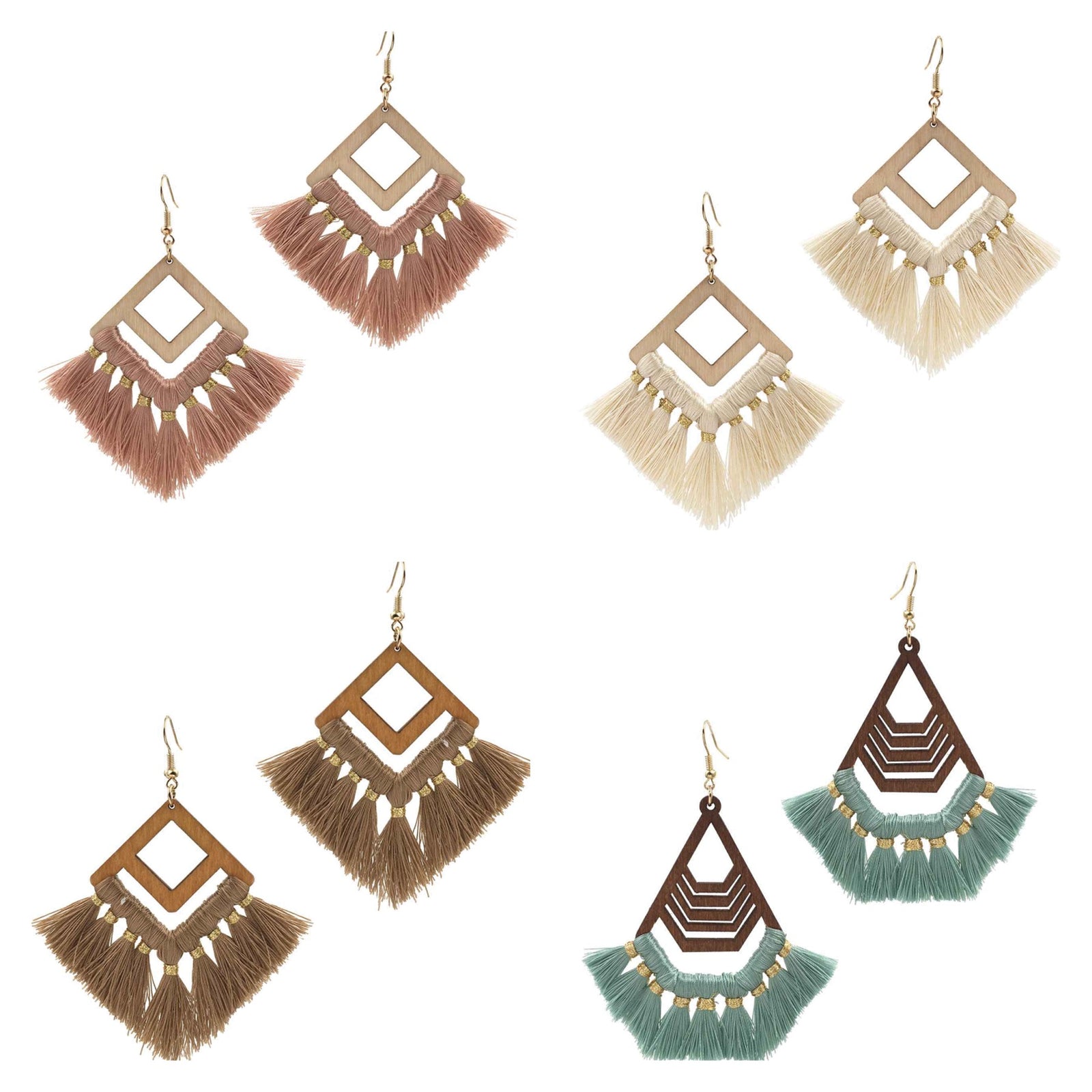Wooden Tassel Earrings
