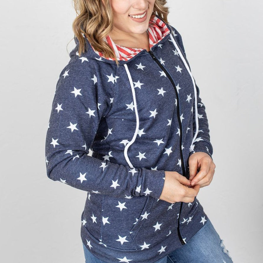 SMALL ONLY Stars & Stripes Full Zip Hoodie