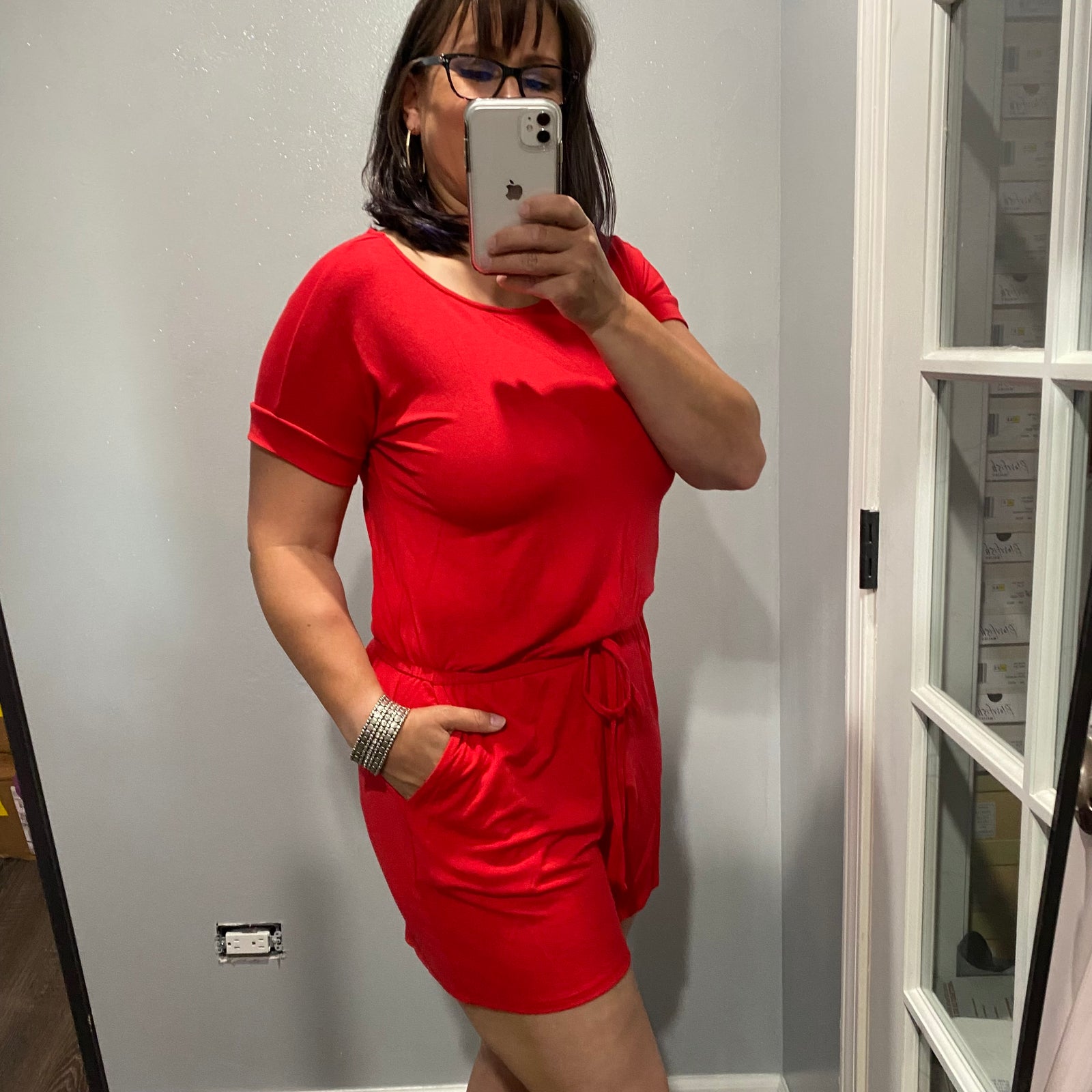 LARGE ONLY Romper w/Pockets- Ruby