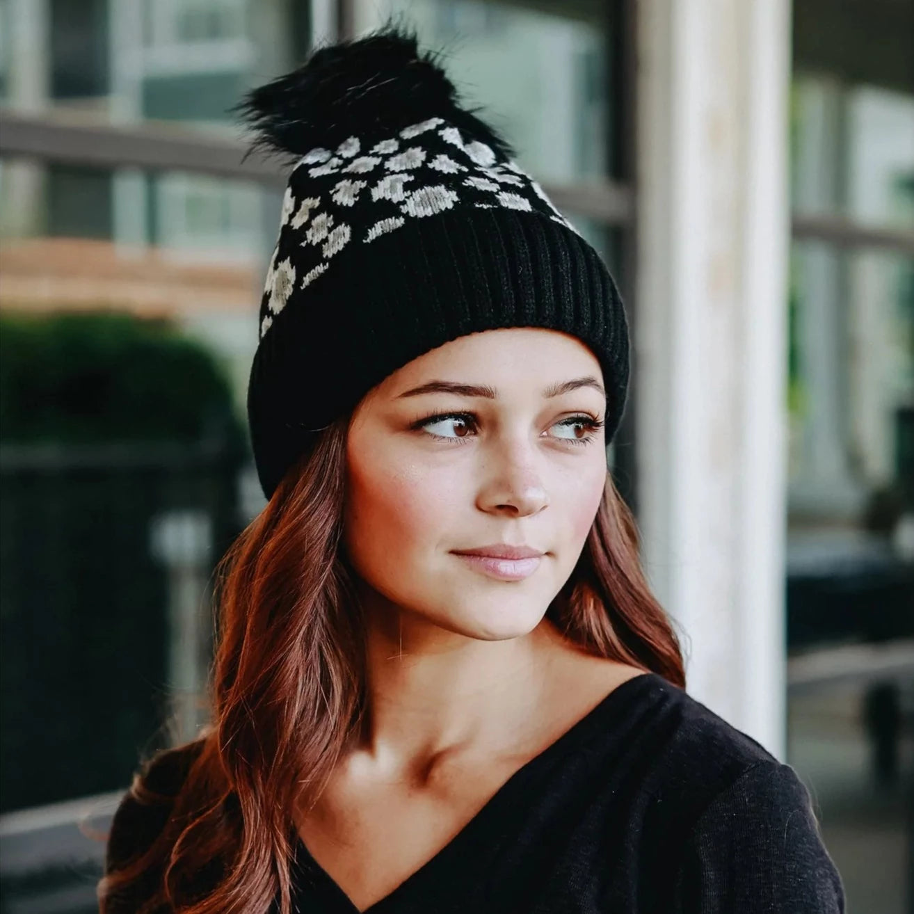 Leopard Pom Hat Beanies