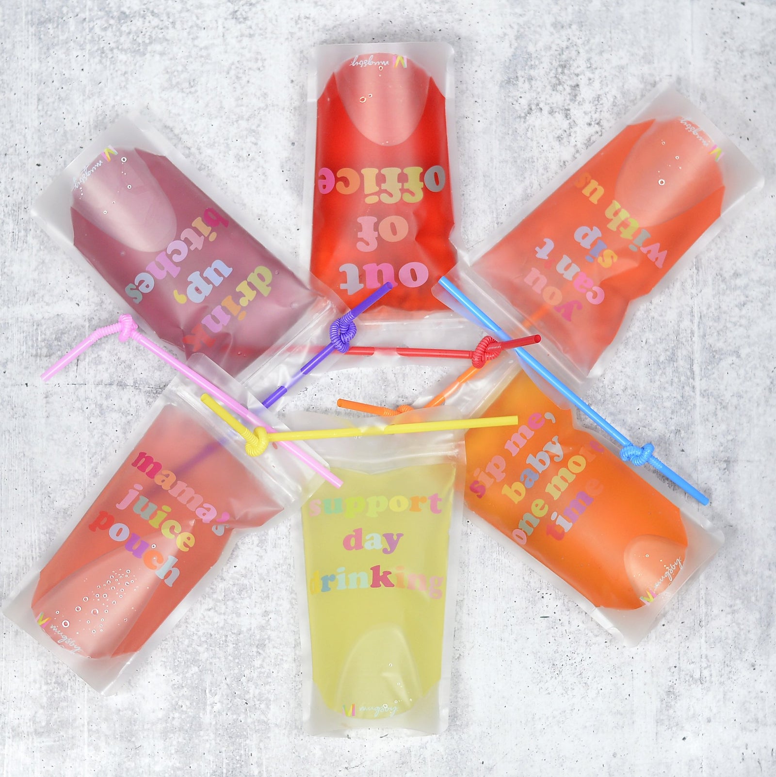 Reusable Adult Drink Pouches w/Straw