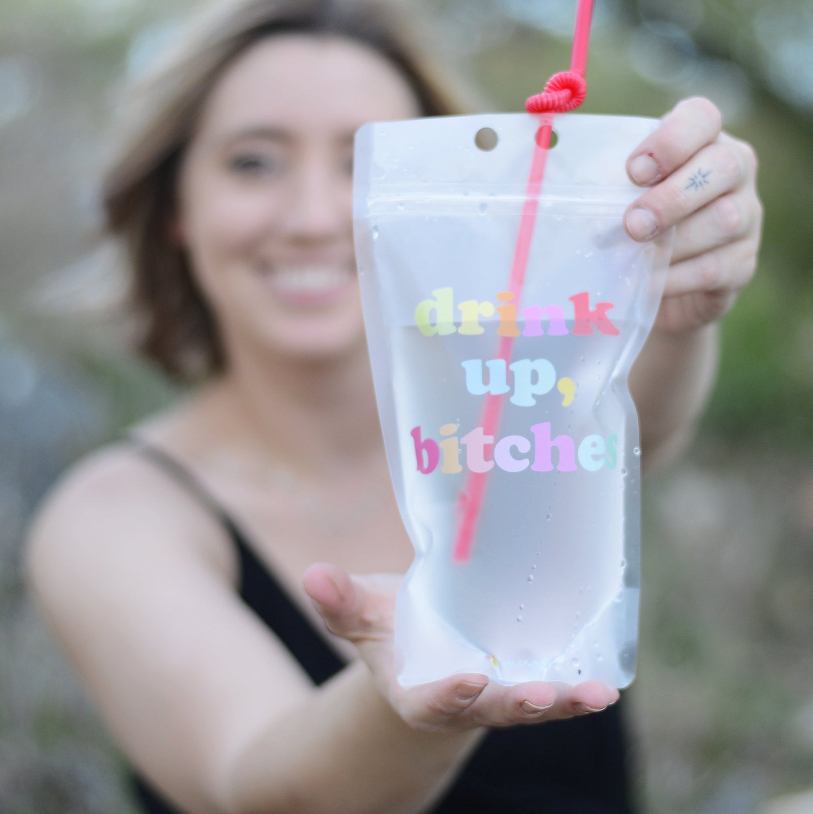 Reusable Adult Drink Pouches w/Straw