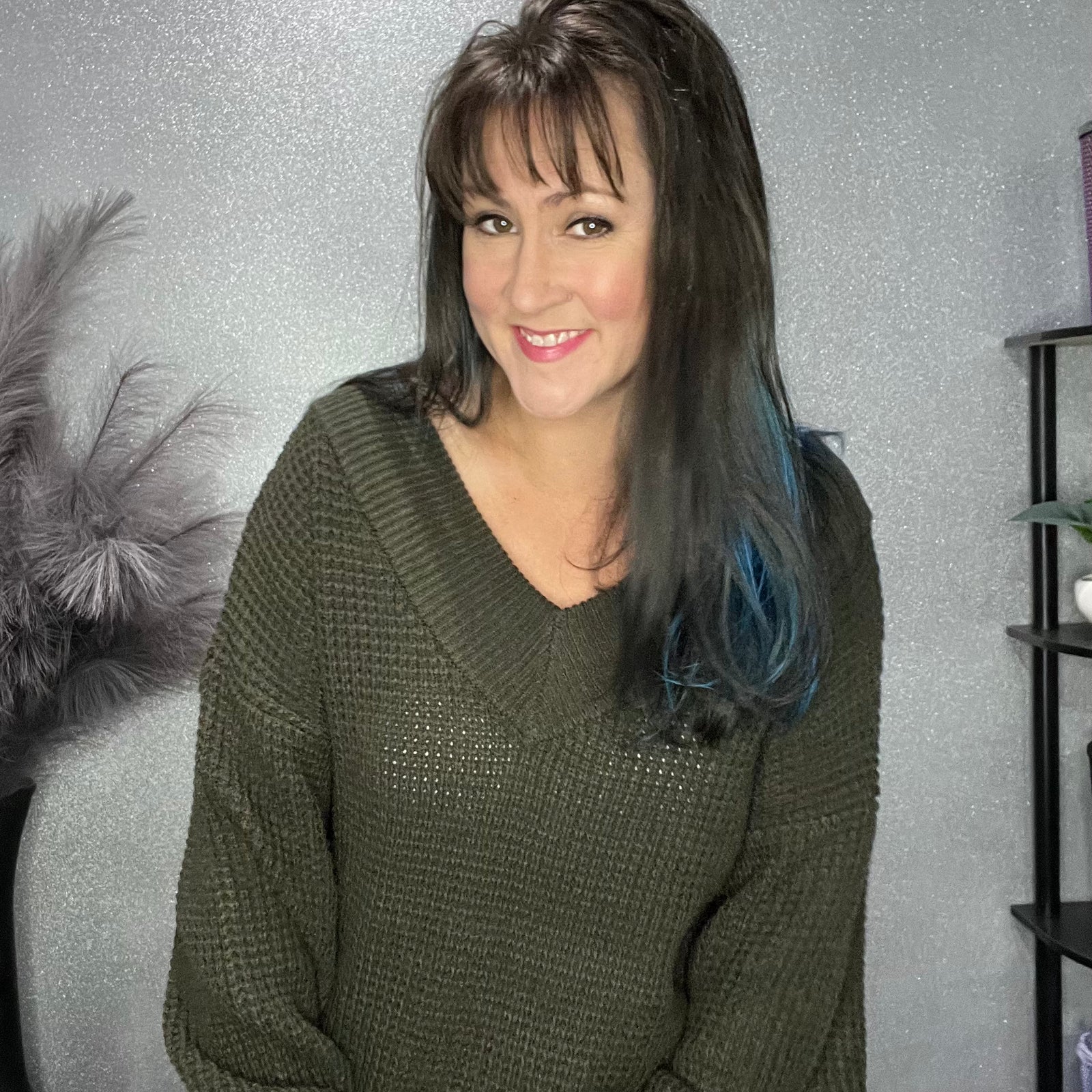 Balloon Sleeve Wide V-Neck Sweater