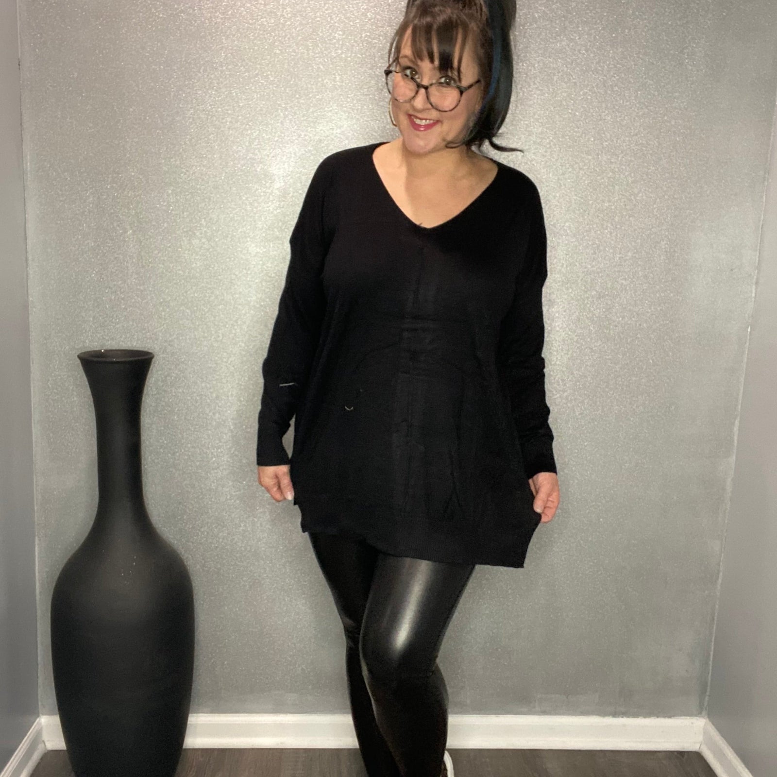 Ultra Soft V-Neck Tunic Sweater