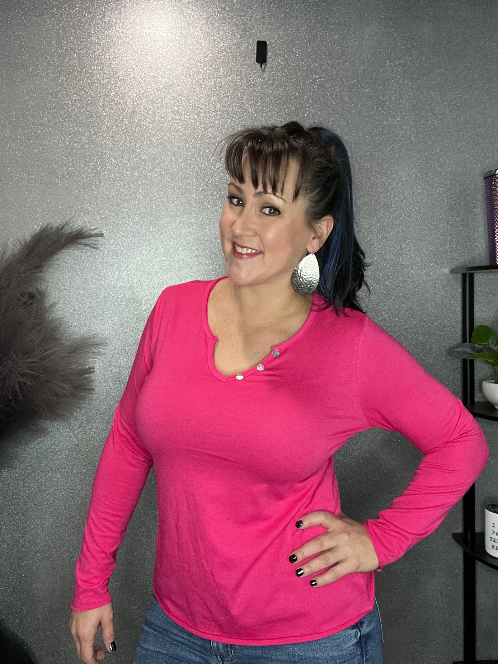 SMALL ONLY Raw Hem V-Neck Tee