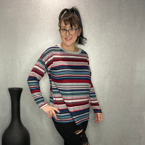 Drop Shoulder Striped Sweater