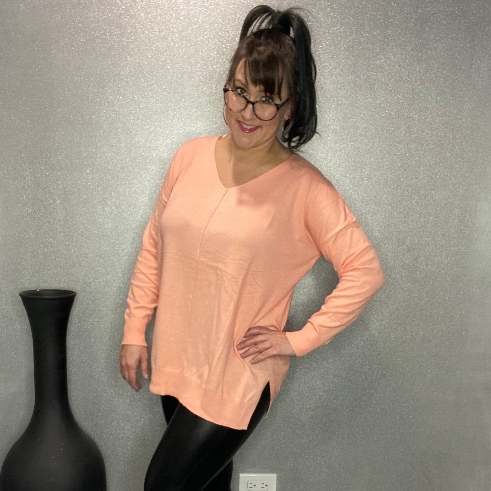 Ultra Soft V-Neck Tunic Sweater