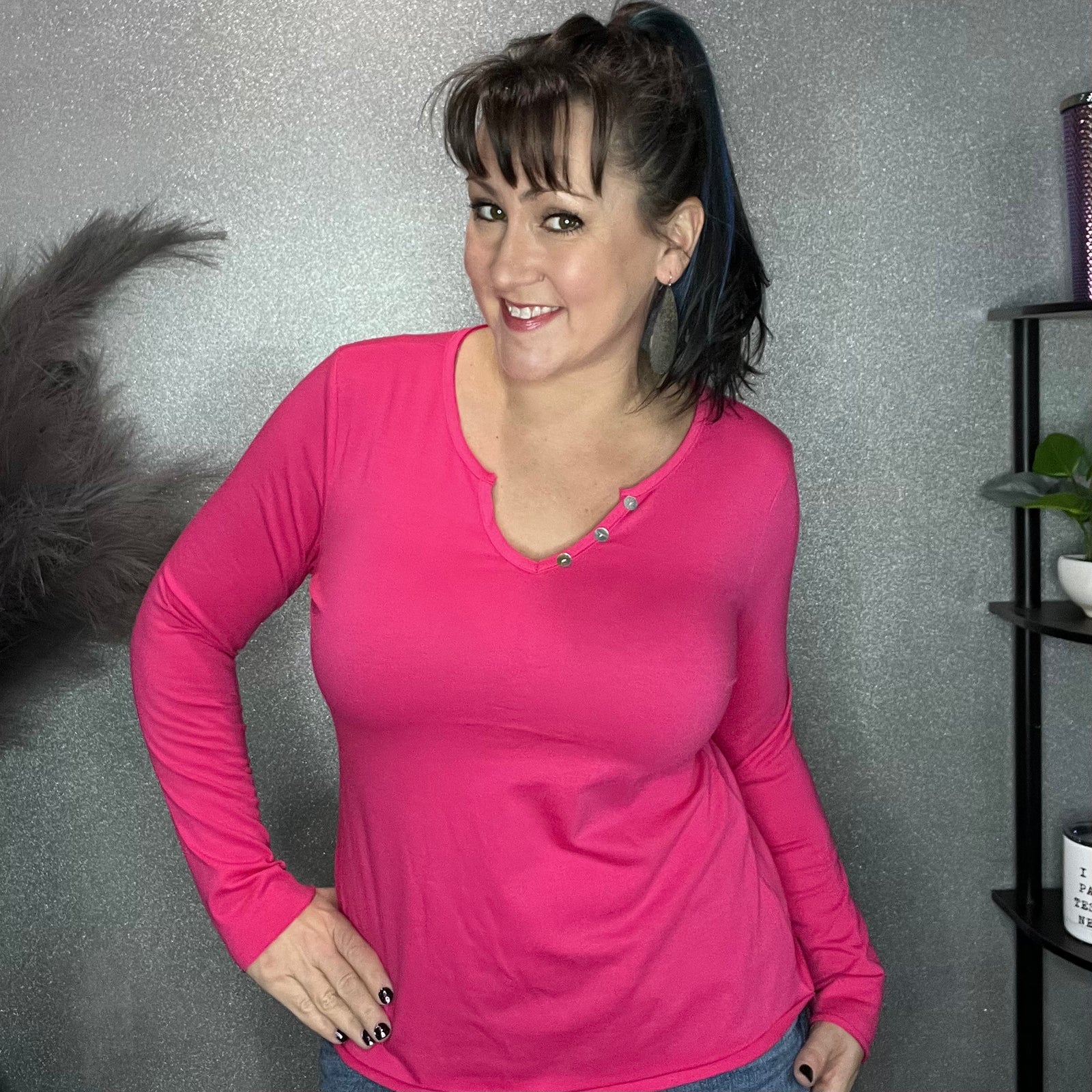 SMALL ONLY Raw Hem V-Neck Tee