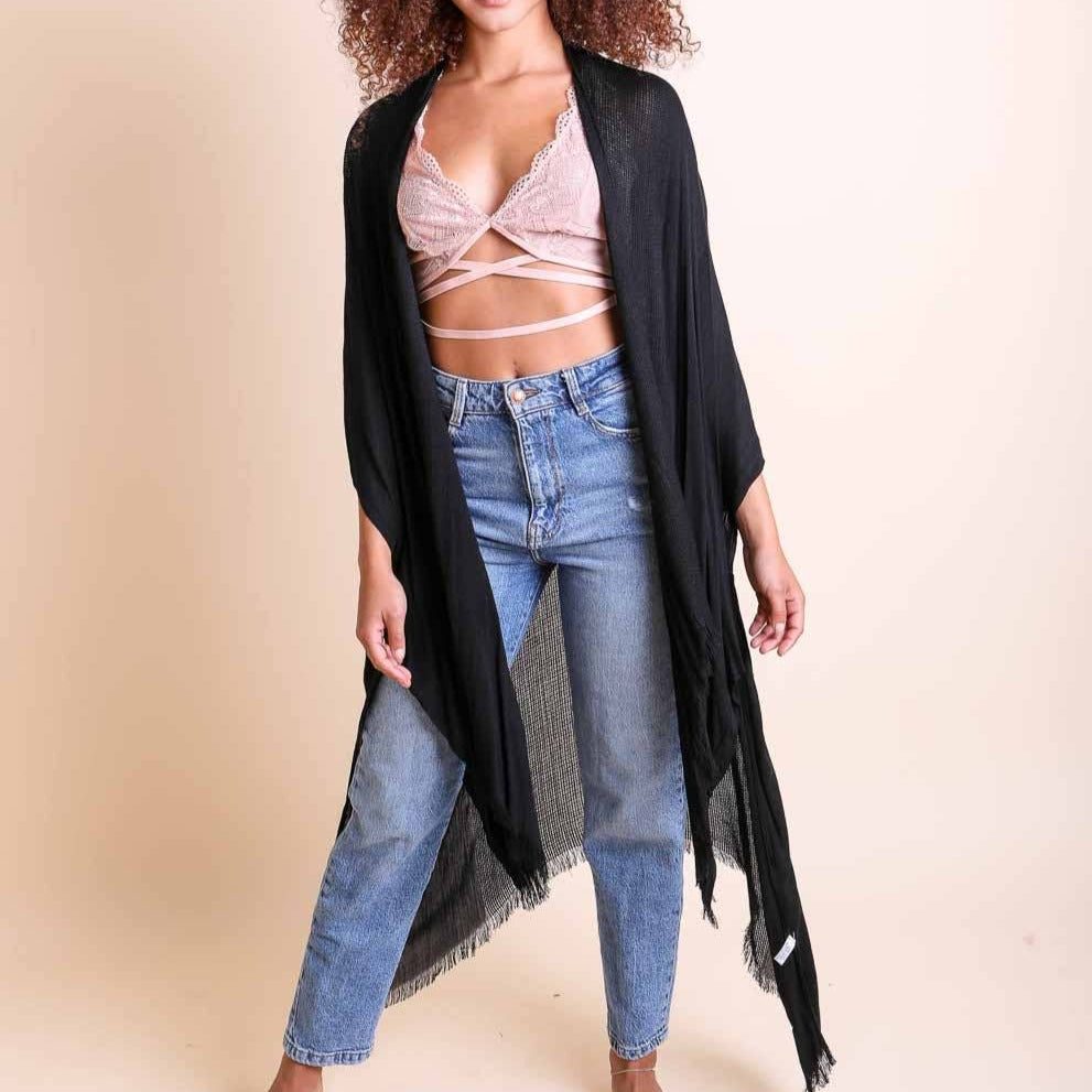 Open Weave Drape Kimono