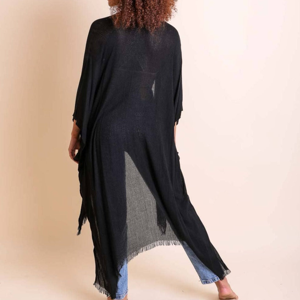 Open Weave Drape Kimono