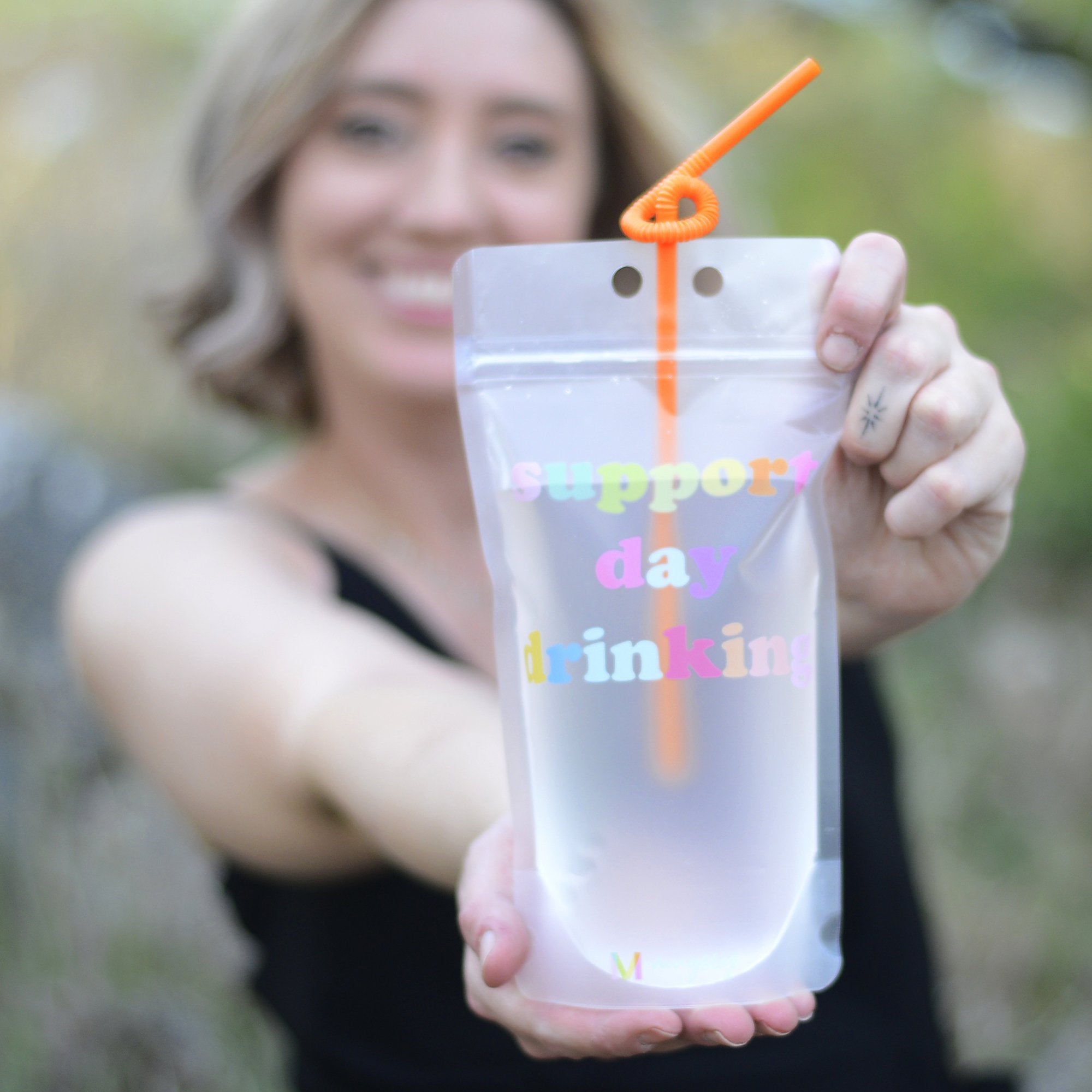 Reusable Adult Drink Pouches w/Straw
